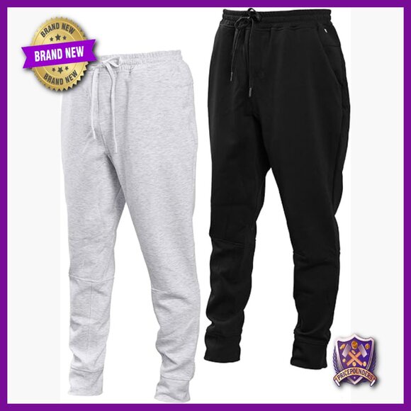Men's Stretch Scuba Knit Tapered Sweatpants 2-Pack with Pockets